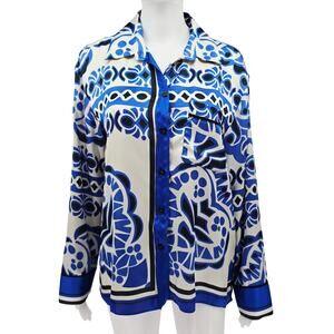 Zara Women's Button Up Top Blue M New